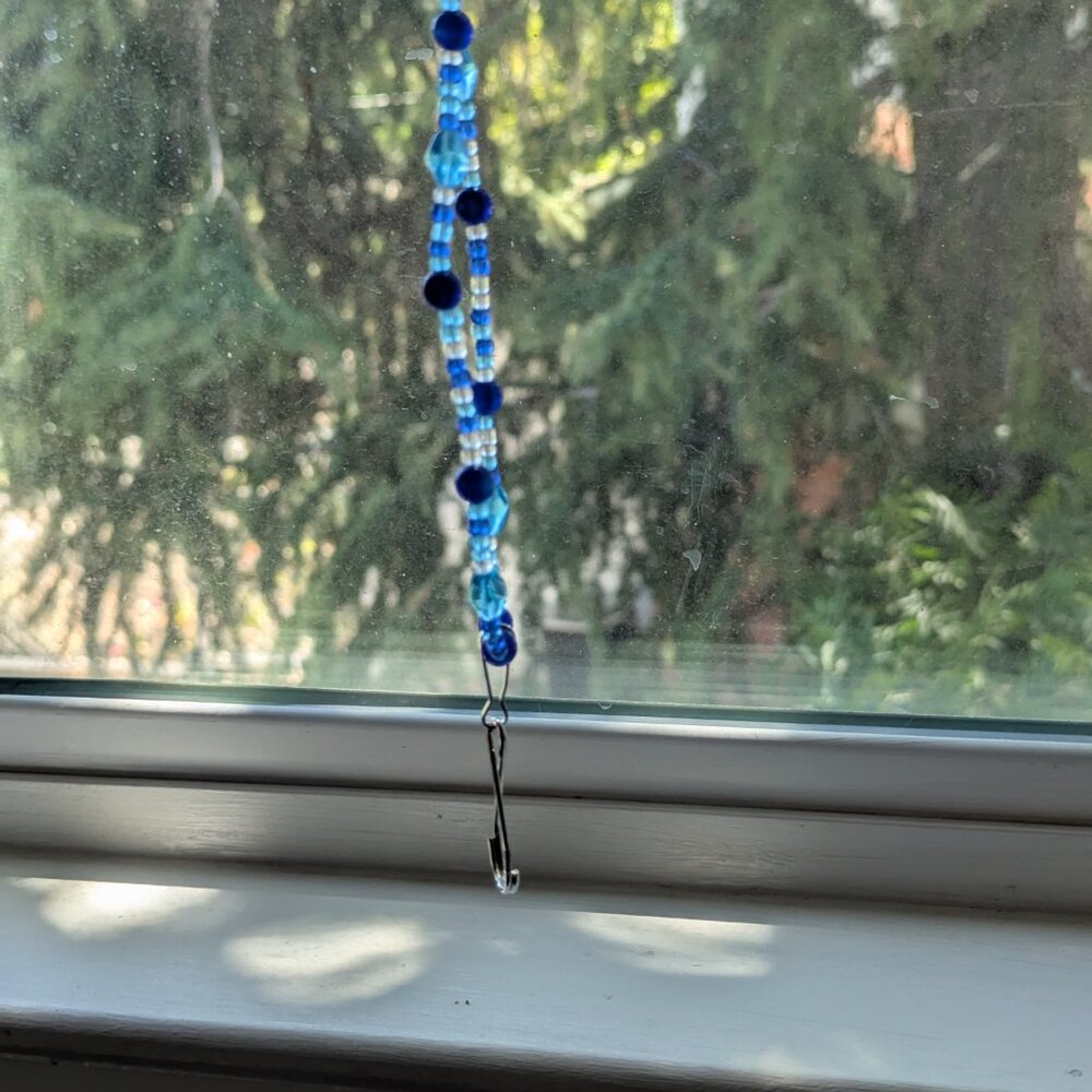 Handmade Glass Bead ID lanyard - Shades of Blue - Picture 3 of 3